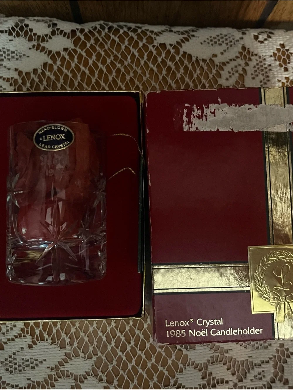 Lenox Red and Clear Crystal Noël Candleholder